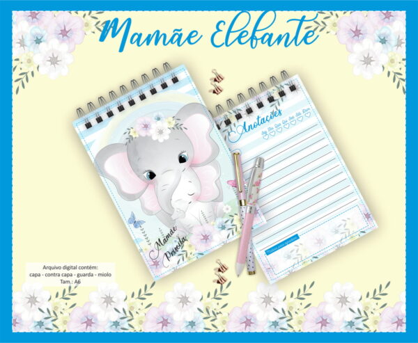 bloquinho mamae elefante arquivo digital personalizacao