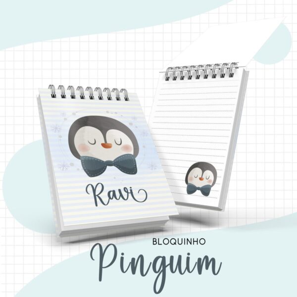 bloquinho pinguim arquivo digital papel e cia