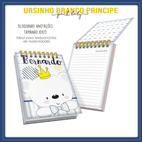bloquinho ursinho branco arquivo digital papelaria digital