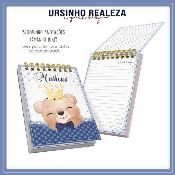 bloquinho ursinho realeza arquivo digital anotacoes