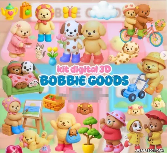 Bobbie Goods 3D: Kit Digital de Alta Qualidade em PNG