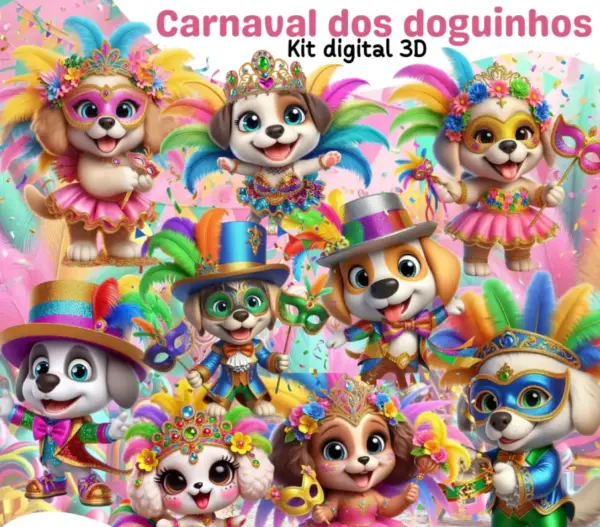 Cachorrinhos Em Fantasia De Carnaval Arquivos Digitais Png 2