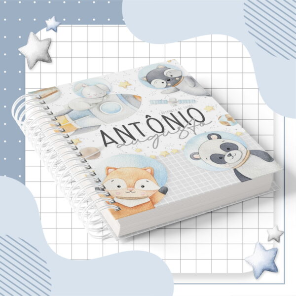 caderneta de saude astronauta animais arquivo digital papelaria personalizada