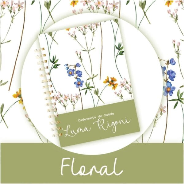 caderneta de saude floral verde musgo arquivo digital kit digital