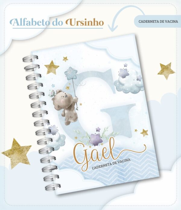 caderneta de vacina alfabeto ursinho arquivo digital papel e scrapbook