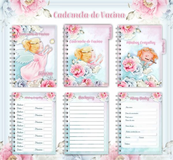 caderneta de vacina anjinha menina arquivo digital scrapbook