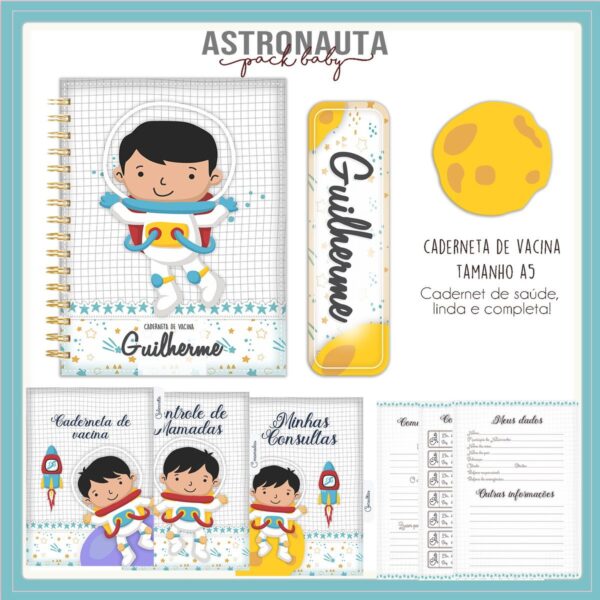 caderneta de vacina astronauta arquivo digital scrapbook 1
