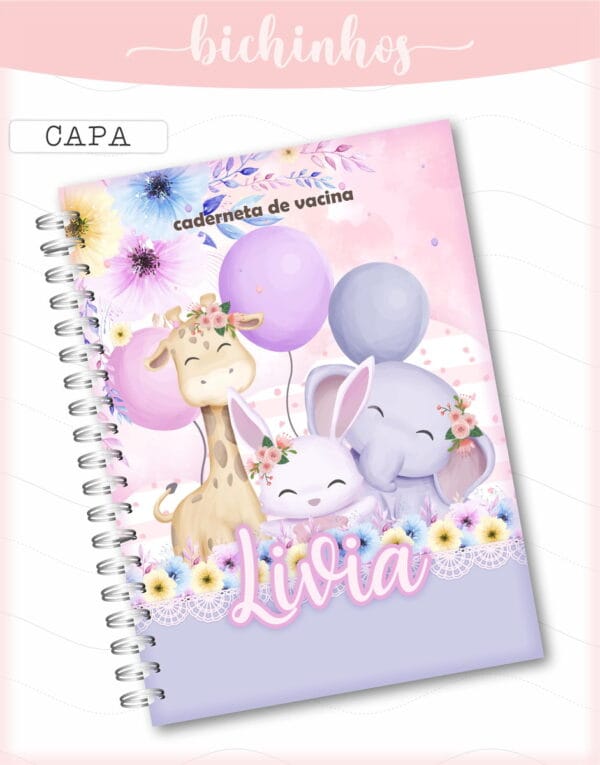 caderneta de vacina bichinhos menina arquivo digital infantil