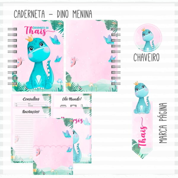 caderneta de vacina dino menina arquivo digital papelaria