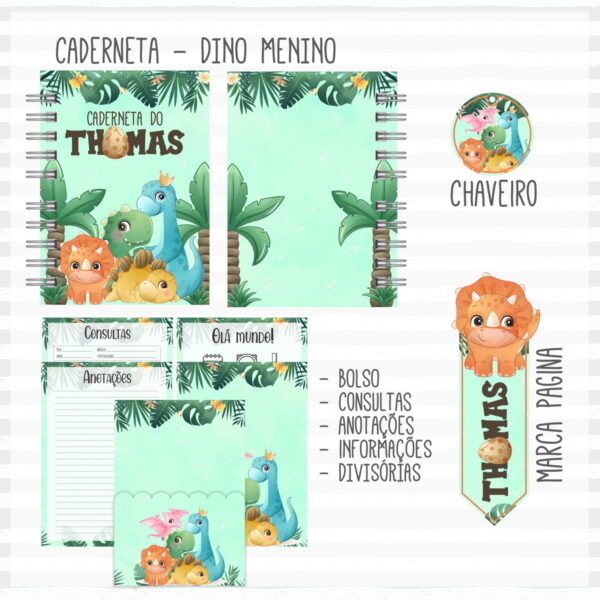Caderneta de Vacina Dino Menino Verde - Arquivo Digital