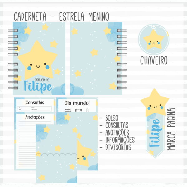 caderneta de vacina estrela menino arquivo digital arte digital