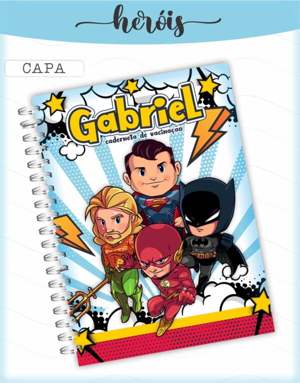 caderneta de vacina herois menino arquivo digital papelaria