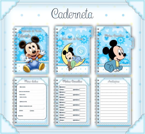 caderneta de vacina mickey baby arquivo digital bebe