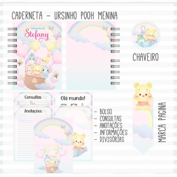 caderneta de vacina pooh menina arquivo digital registro informacoes do bebe