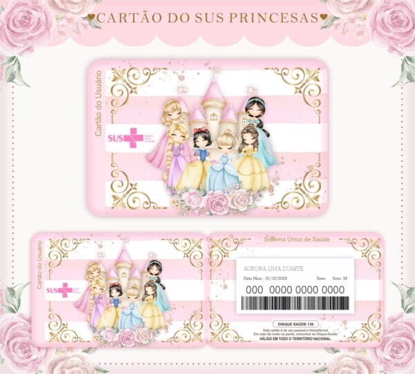 Caderneta de Vacina Princesas Menina - Arquivo Digital