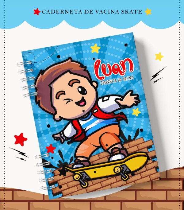 caderneta de vacina skate arquivo digital scrapbook