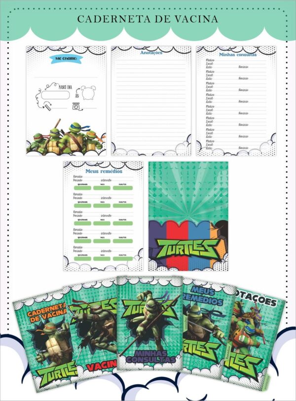 Caderneta de Vacina Tartarugas Ninjas - Arquivo Digital - Imagem 2