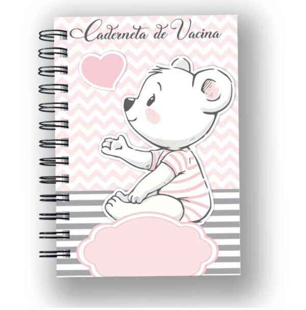 caderneta de vacina ursa rosa arquivo digital papelaria personalizada