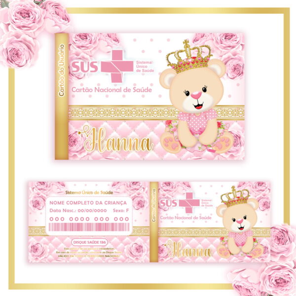Caderneta de Vacina Ursinha Princesa Rosa - Arquivo Digital - Imagem 3