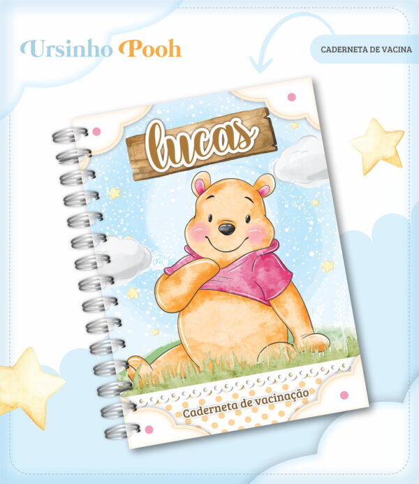 caderneta de vacina ursinho pooh menino arquivo digital vacinacao
