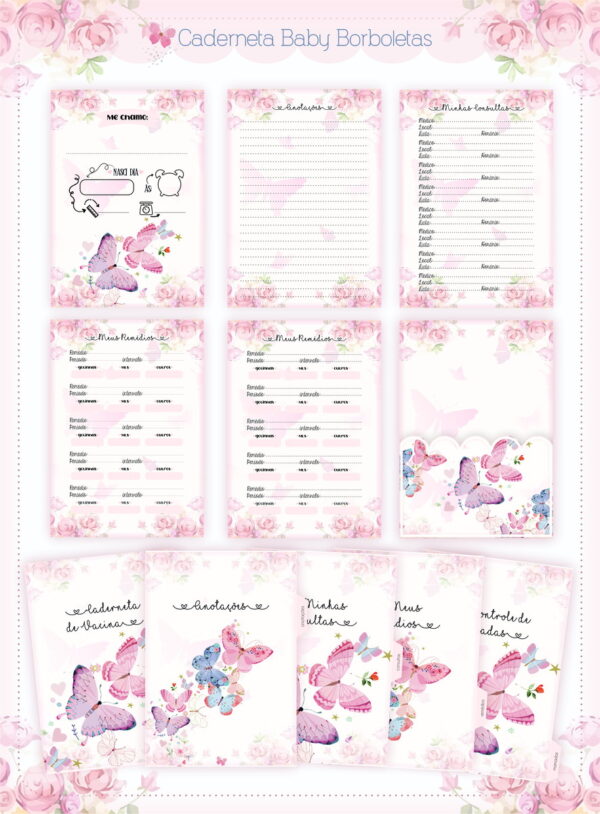 Caderneta De Vacinação Baby Borboletas - Arquivo Digital - Imagem 2