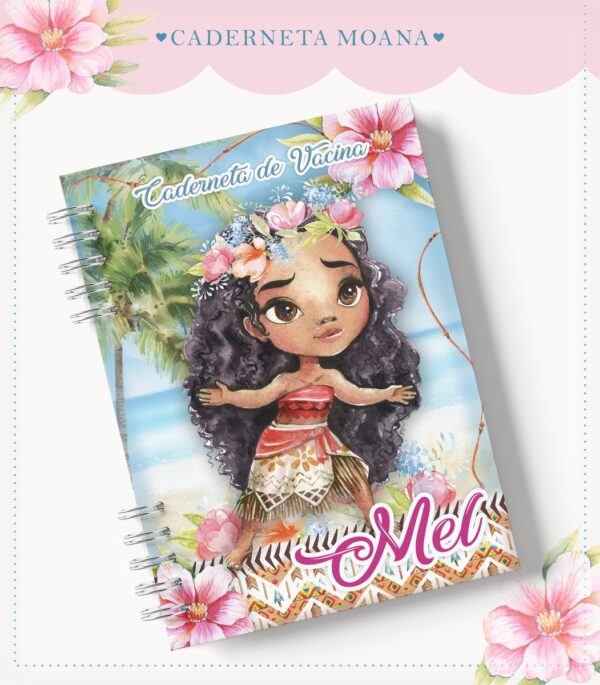 caderneta de vacinacao moana arquivo digital papelaria personalizada