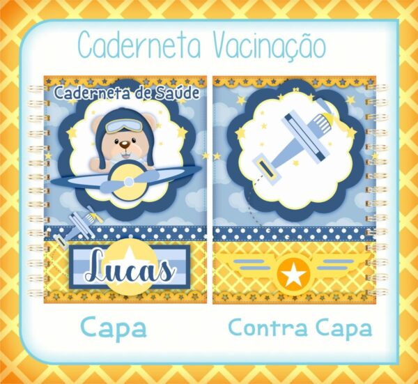 caderneta saude urso aviador arquivo digital papelaria digital