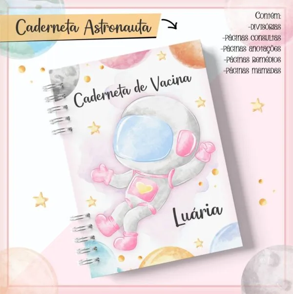 caderneta vacina astronauta aquarela arquivo digital caderneta vacina astronauta aquarela arquivo di 1