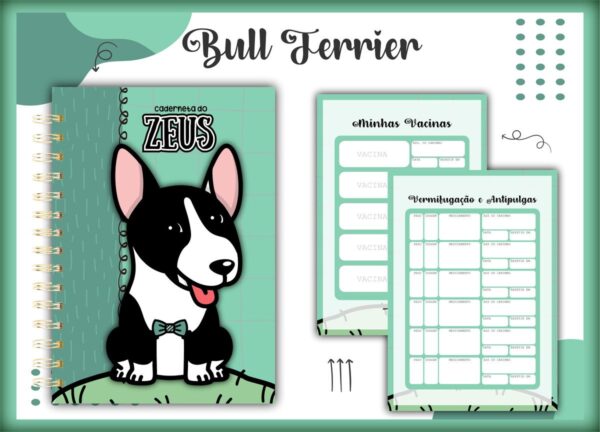 caderneta vacina pet bull terrier macho arquivo digital agenda pet