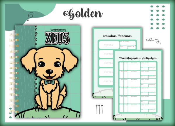 caderneta vacina pet golden macho arquivo digital personalizacao