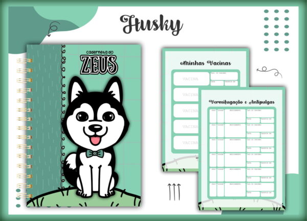 caderneta vacina pet husky macho arquivo digital miolo digital