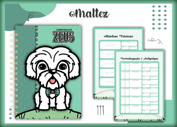 caderneta vacina pet maltez macho arquivo digital papelaria personalizada