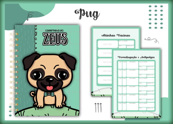 caderneta vacina pet pug macho arquivo digital miolo digital