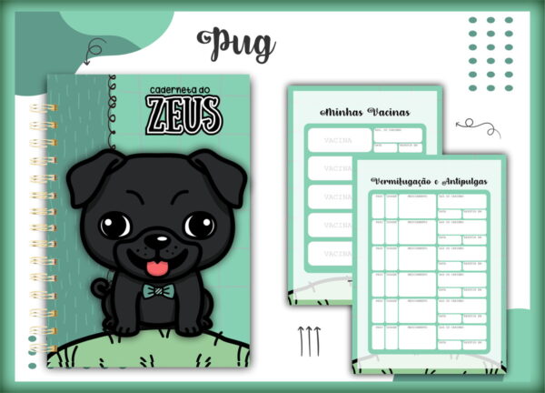 caderneta vacina pet pug preto macho arquivo digital caderneta vacinacao