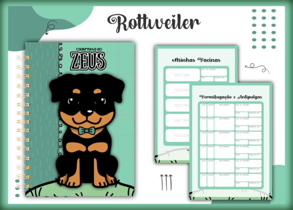 caderneta vacina pet rottweiler macho arquivo digital miolo digital