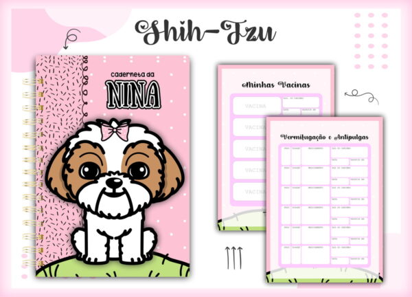 caderneta vacina pet shihtzu arquivo digital encadernacao
