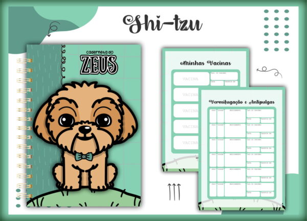 caderneta vacina pet shihtzu caramelo macho arquivo digital personalizacao