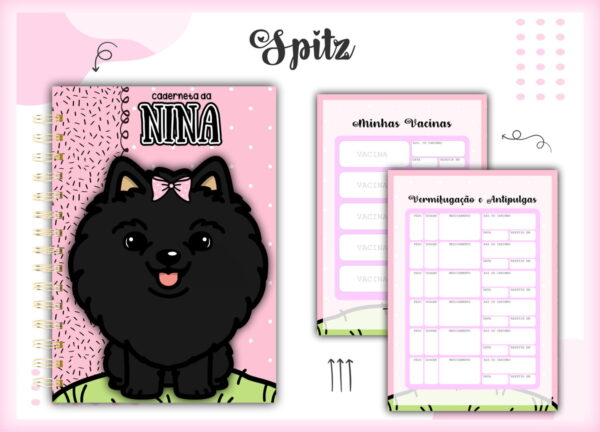 caderneta vacina pet spitz preto arquivo digital papel e cia