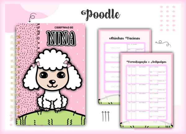 caderneta vacina poodle branco arquivo digital papel e scrapbook