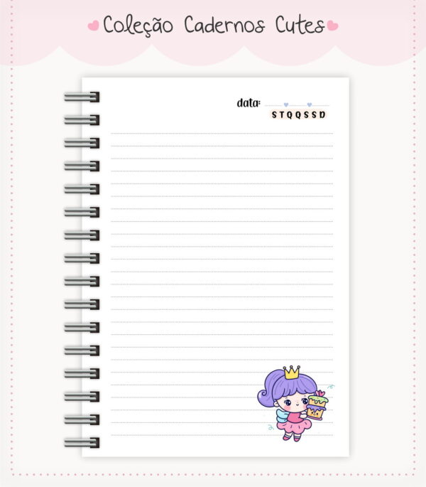Caderno Cute Menina 10 - Arquivo Digital - Imagem 3