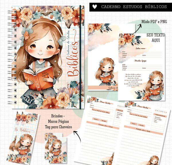 caderno de estudos menina arquivo digital senhor
