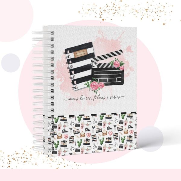 caderno de livros filmes e series arquivo digital pautado