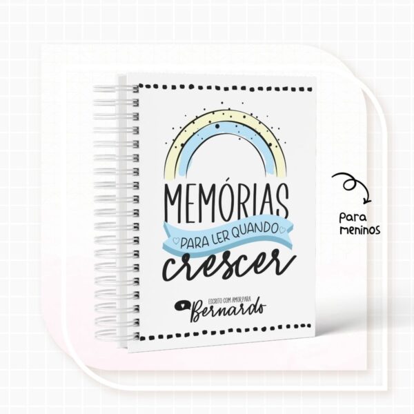 caderno de memorias menino arquivo digital papelaria personalizada