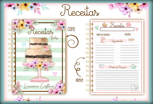 caderno de receitas bolo arquivo digital caderno