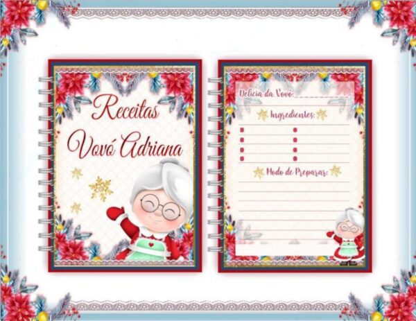 caderno de receitas natalino arquivo digital personalizacao