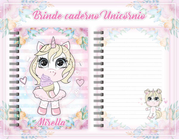 caderno e caneca unicornio arquivo digital menina