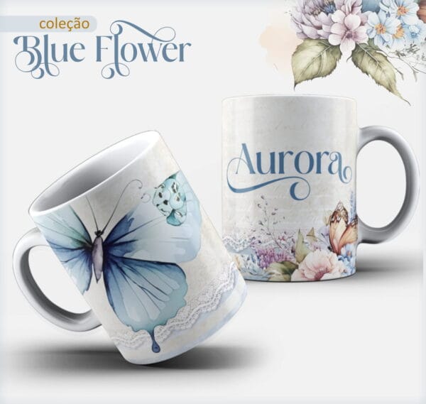 Caderno Feminino Blue Flower - Arquivo Digital - Imagem 2