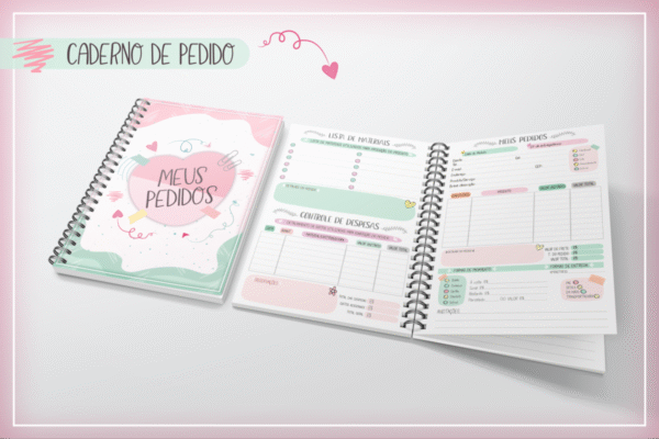 caderno meus pedidos cute organizacao
