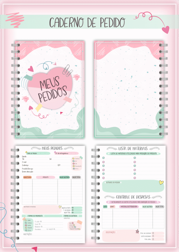 Caderno Meus Pedidos Cute - Arquivo Digital - Imagem 2
