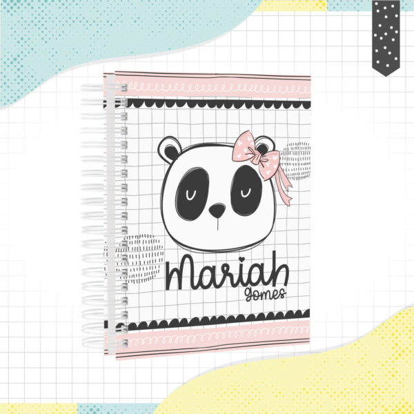 caderno panda menina arquivo digital papel e cia